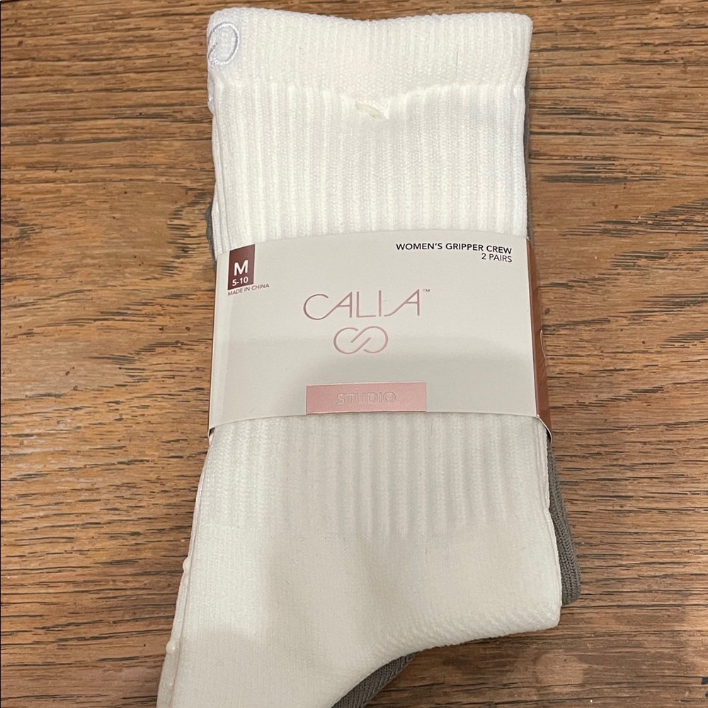 Calia Women's Gripper Crew Socks - White and Gray